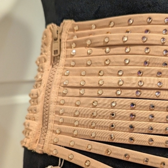 SKIMS Almond Rhinestone Swim Embellished Zip Up Belt- Gorgeous Suit Addition!!
